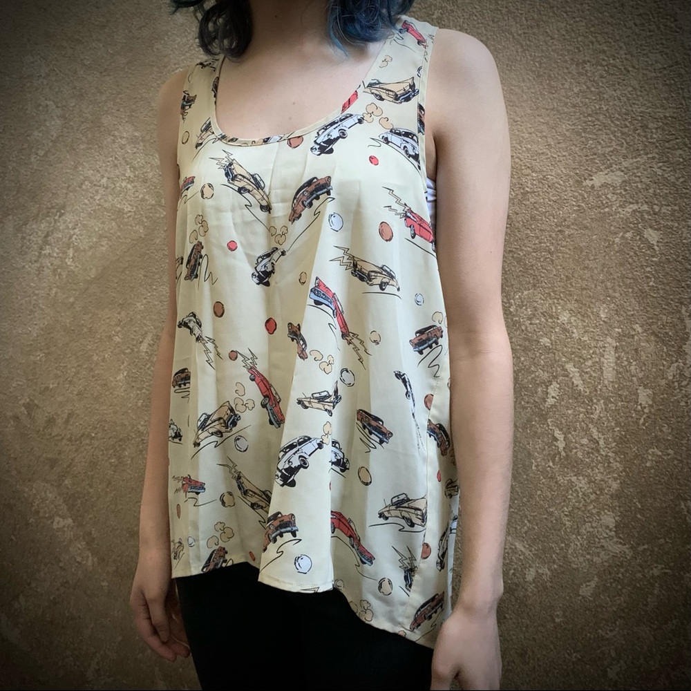 Classic car hot rod print tank med American Rag